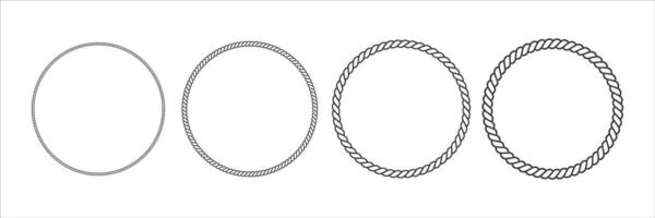 Set of circle woven frame. Outline illustration of knot borders vector