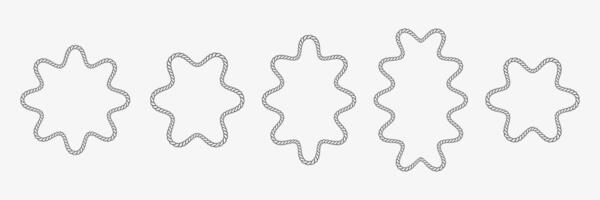 Various Rope frames collection. Set of decorative shape vector