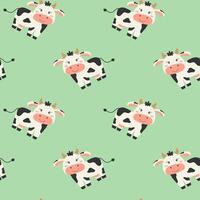 Seamless pattern with cute cow. Pattern for fabric, textile, wallpaper, clothing. illustration. vector