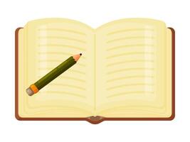 Open book with pencil illustration vector