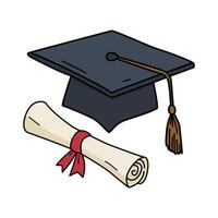 Graduation Cap and Diploma Scroll vector