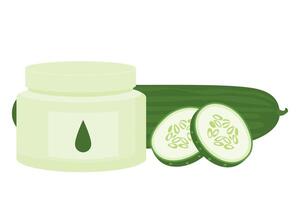 Cucumber Skincare Cream with Fresh Slices vector