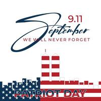 Patriot Day background with abstract skyline New York City isolated Amrica flag vector