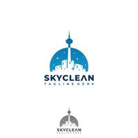 Sky clean design modern logo with silhouette Toronto skyline vector