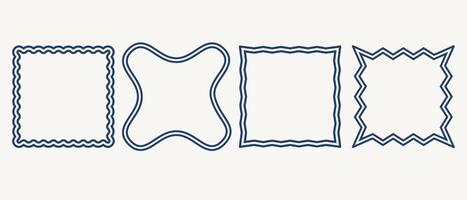 Curved Frame Outline Icon Set. Retro Border Line Contour Symbol. Empty Certificate Card Pattern canvas Silhouette. Felt-tip Stroke Infographic Sign. Handmade Speech Bubble Art Sketch Label Line Art. vector