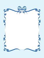 Vintage Bow Ribbon Frame Decoration. Mediterranean Amalfi Style Art. Empty Wedding Card Invitation Page. Italy or Greece Romantic Vibes Elegant Line Print. Aesthetic Minimalist Retro Border. vector
