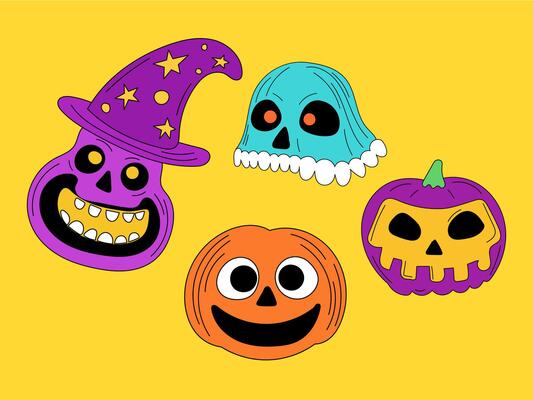 Funny Cartoon Halloween Character Set