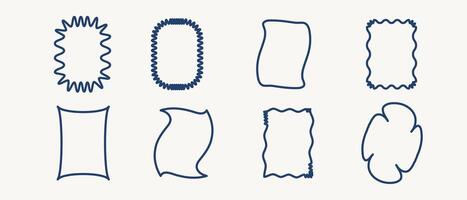 Curved Frame Outline Icon Set. Retro Border Line Contour Symbol. Empty Certificate Card Pattern canvas Silhouette. Felt-tip Stroke Infographic Sign. Handmade Speech Bubble Art Sketch Label Template vector