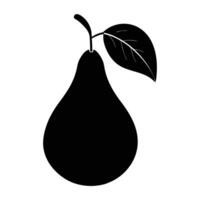 a black and white pear with a leaf on it vector