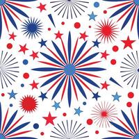 a red, white and blue fireworks pattern. vector