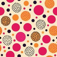 a colorful polka dot pattern with black, orange and pink dots vector