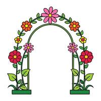 an arch with flowers and leaves on it vector