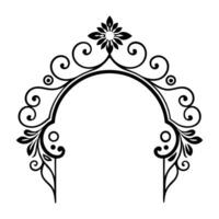 a black and white illustration of a arch with flowers vector