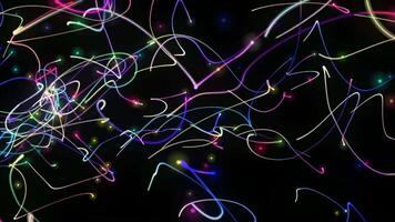 Abstract Motion Background of Flowing Neon Light Trails in Dark Space Energy Flow With Dynamic Curves. seamless looping 4k animation background video