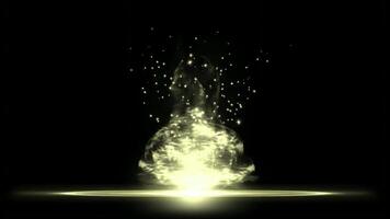 Abstract Yellow Light Energy Animation on Black Background Magical Glowing Sparkle Effect for Holiday Design Graphic Arts and Motion Design. seamless looping 4k animation background video