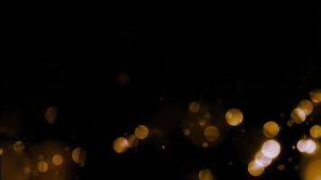 abstrato dourado bokeh luzes contra Preto pano de fundo festivo brilhar e brilhando círculos crio mágico elegante fundo. desatado looping 4k animação fundo video