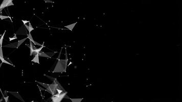 abstrato branco plexo rede conexão com triângulos e linhas em uma Preto fundo perfeito para Ciência e tecnologia apresentação slides. desatado looping 4k animação fundo video