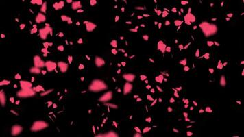 Abstract Red Hearts Falling on Black Background Seamless Looping Motion Graphics for Romantic Atmosphere and Festive Valentine Celebration. seamless looping 4k animation background video