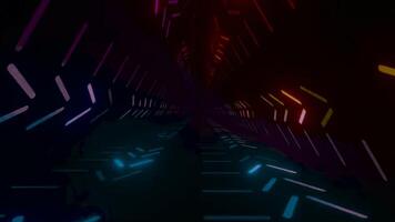 Abstract Tunnel of Neon Lights in Geometric Pattern with Dark Background Colorful Design and Futuristic Elements. seamless looping 4k animation background video