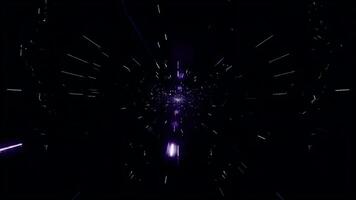 Abstract Space Tunnel with Glowing Purple Lights Moving at High Speed in a Dark Background Futuristic and Technological Concept. seamless looping 4k animation background video