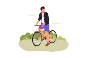 Man on bicycle in nature vector