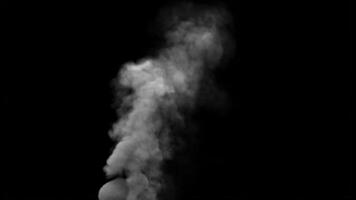 Abstract Rising White Smoke Plume on Black Background Smooth Motion Atmospheric Effect Isolated Element For Compositing and Special Effects. seamless looping 4k animation background video