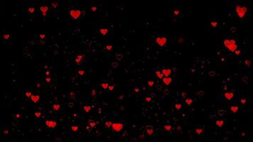 Valentine's Day Red Hearts Pattern on Black Background Love Romance and Holiday Celebration Decorations Graphic Elements for Festive Card. seamless looping 4k animation background video