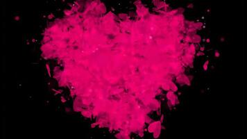 Pink Heart Shape Made of Petals on Black Background Artistic Expression of Love for Valentines Day Celebration Graphic Design with Magenta Colored. seamless looping 4k animation background video