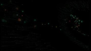 astratto sfondo con raggiante puntini e Linee nel buio fondale digitale grafico design elemento con colorato arte modello struttura. senza soluzione di continuità looping 4k animazione sfondo video