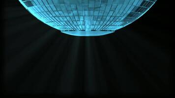 Abstract Cyan Sphere Emitting Rays of Light in Dark Environment Futuristic Geometric Object Modern Metallic Design. seamless looping 4k animation background video