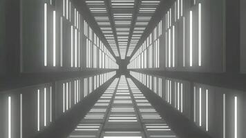 Illuminated Gray Tunnel with Symmetrical Rectangular Lights Geometric Pattern Clean Lines and Perspective View an Adobe Stock Photo. seamless looping 4k animation background video