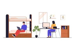 Remote work environment with bunk bed vector