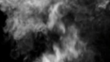 Ethereal Smoke Texture on Black Background Abstract Misty White and Gray Clouds of Smog and Vapor for Atmospheric Effect. seamless looping 4k animation background video