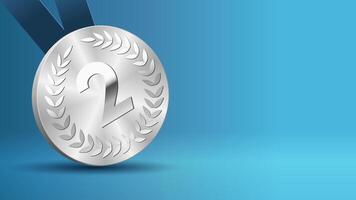 Silver medal award and copy space background. Banner template vector