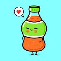 Cartoon Soda with a heart, expressing love and joy, with a cute expression on a blue background. vector