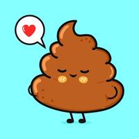 A cute poop emoji with a heart-shaped bubble expressing love and affection. vector