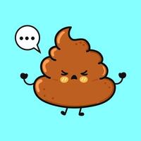 This cartoon poop character shows an angry expression in front of a light blue background. vector