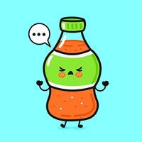 A frustrated cartoon Soda with a speech bubble, expressing an angry emotion against a bright background. vector