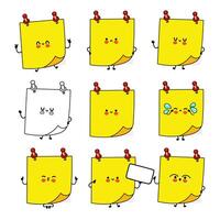 Cartoon sticky notes with cute faces vector