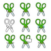 Adorable cartoon scissors with various expressions and emotions. vector