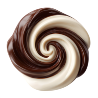 Creamy swirl of chocolate and vanilla makes a sweet and tempting treat, perfect for dessert promotions or culinary designs with a delicious, swirling texture, transparent background png