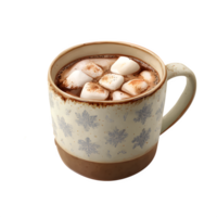 Warm hot chocolate with marshmallows presented in a festive mug against a transparent backdrop evokes coziness and indulgence, transparent background png