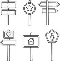 Charming Hand-Drawn Line Art Signs A Collection of Simple Directional, Informational, and Symbolic Wayfinders for Design Projects vector