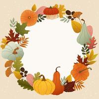Colorful autumn pumpkin and leaf frame vector