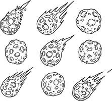 Dramatic Collection of Hand-Drawn Meteorites and Shooting Stars Falling Through Space, Celestial Art Illustration - Professional digital artwork with vibrant colors and detailed composition vector