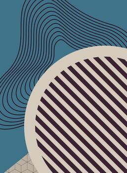Abstract geometric background with wavy lines and circles. background illustration. vector