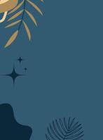 illustration of an abstract background, abstract background with tropical leaves and stars, illustration in blue color vector