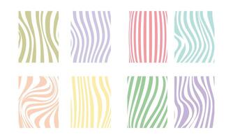 Eight pastel wavy stripe patterns in soft colors, perfect for trendy design and decoration vector
