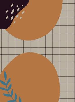 Abstract background with geometric shapes and leaves. Background illustration in flat style vector