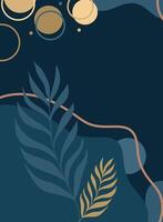 Abstract background with tropical leaves and circles. background illustration in flat style vector